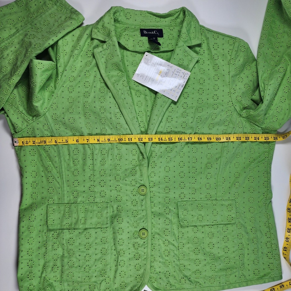 Denim & Co Women's Eyelet Blazer Jacket Size 1X Boho Cottagecore NWT - Picture 10 of 13